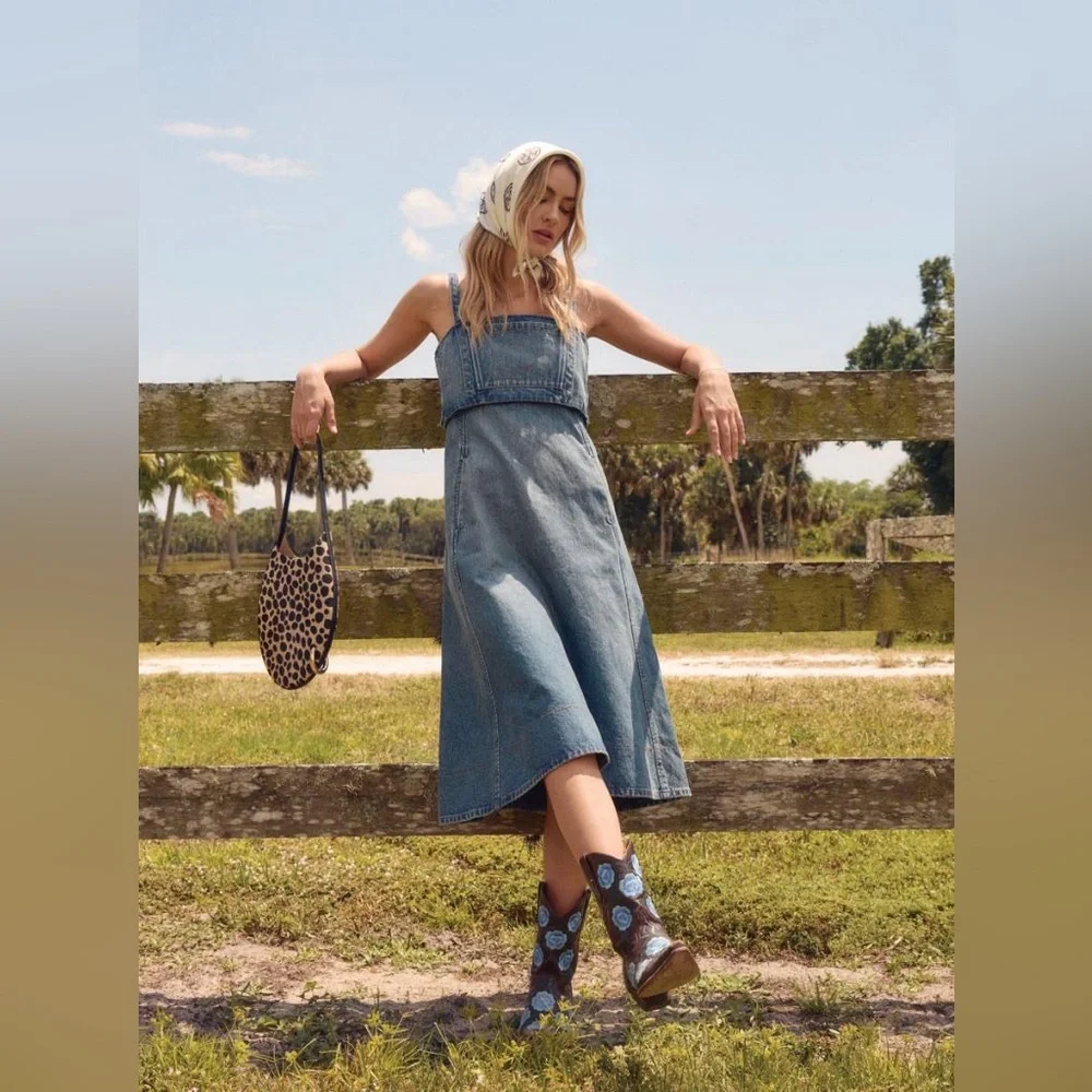 NWT $498 Tory Burch Cotton Denim Dress